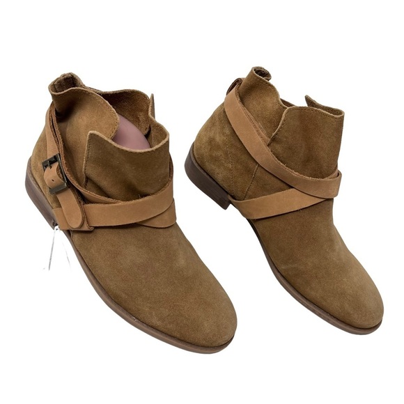 ASOS ALEX Tan Suede Slouch Ankle Boots Wrap Around Strap Buckle Detail Size 8 - Picture 12 of 15